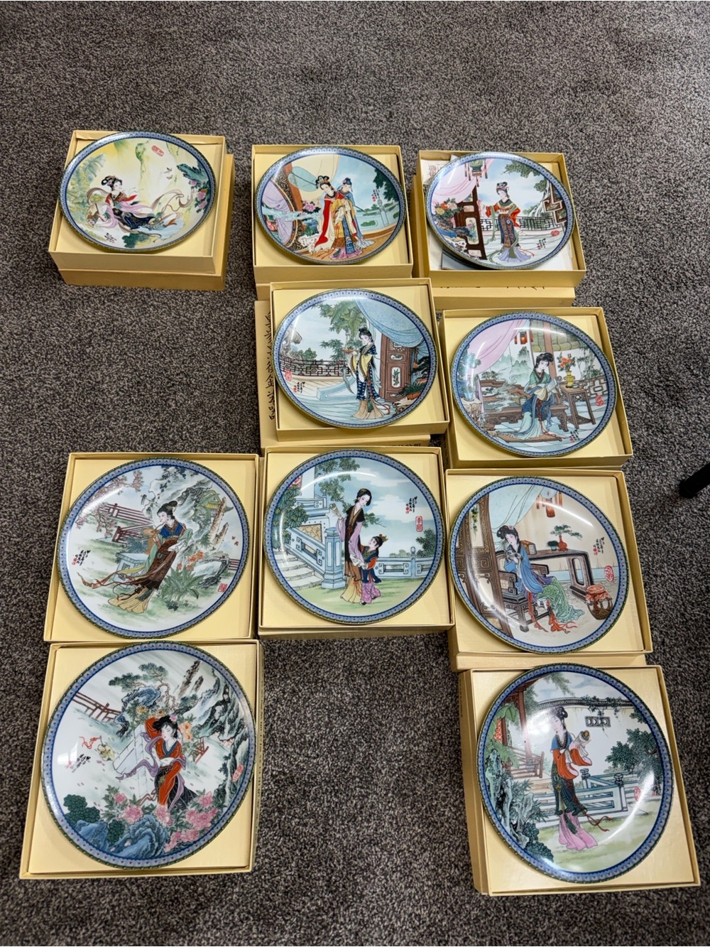 Vtg beauties of the red mansion imperial Jingdezhen porcelain plates 10/12
